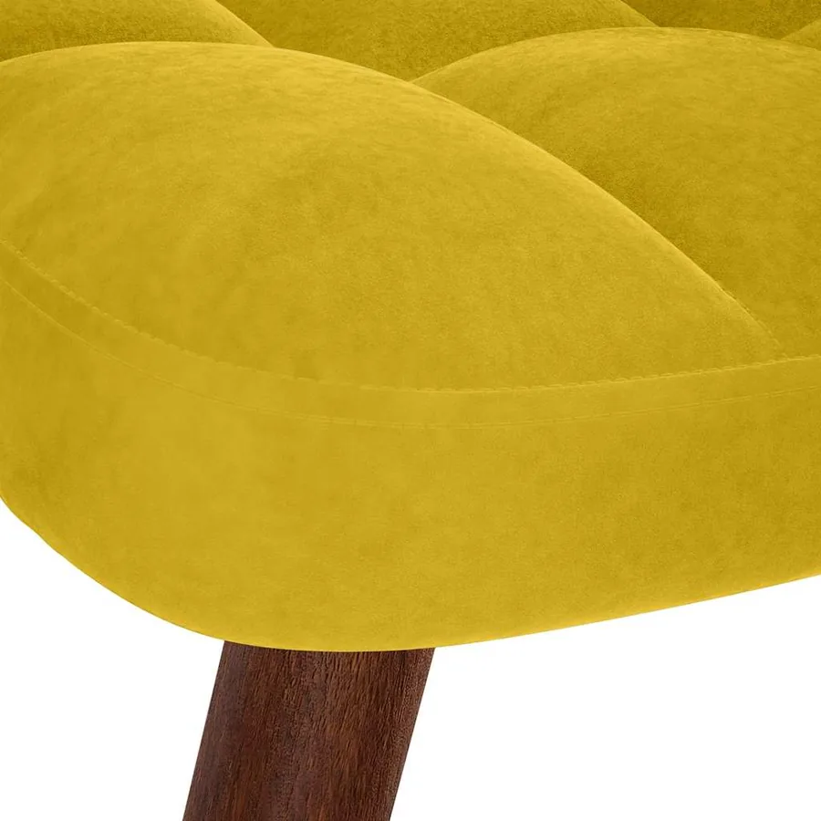 Chaise à bascule avec tabouret en velours jaune - 9