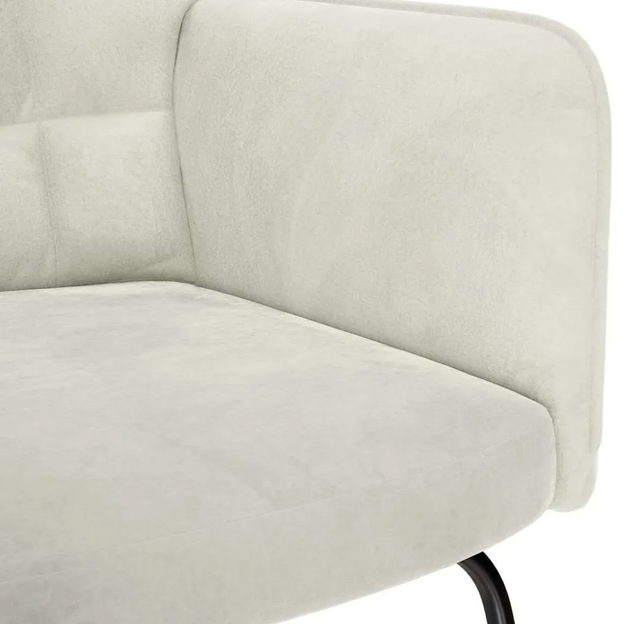 Chaise à bascule avec tabouret en velours crème - 8