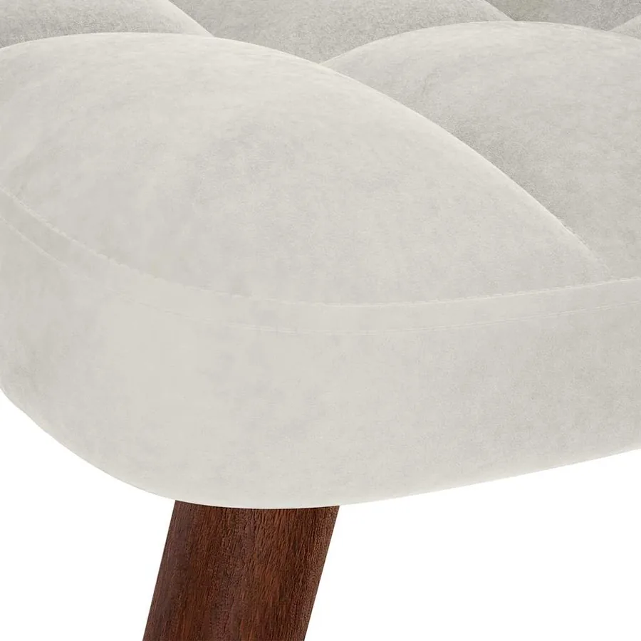 Chaise à bascule avec tabouret en velours crème - 9
