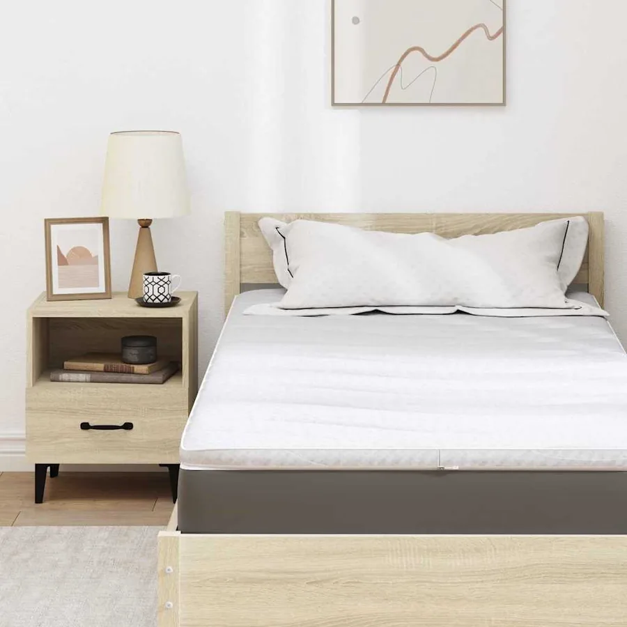 Surmatelas Blanc 100 x 200 cm Tissu en Tricot - 7