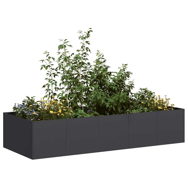 Jardinière noir 200x80x40 cm acier