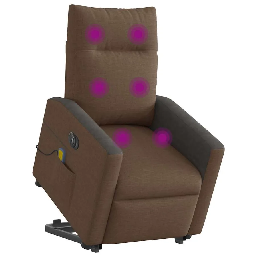Fauteuil inclinable de massage électrique Marron Tissu - 3
