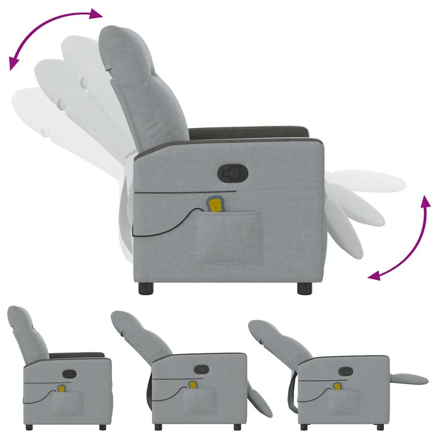 Fauteuil de massage inclinable Gris clair Tissu - 6