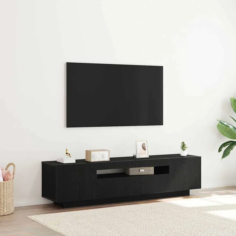 Meuble TV Noir 160 x 35 x 40 cm Bois d'ingénierie
