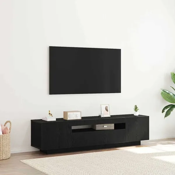 Meuble TV Noir 160 x 35 x 40 cm Bois d'ingénierie