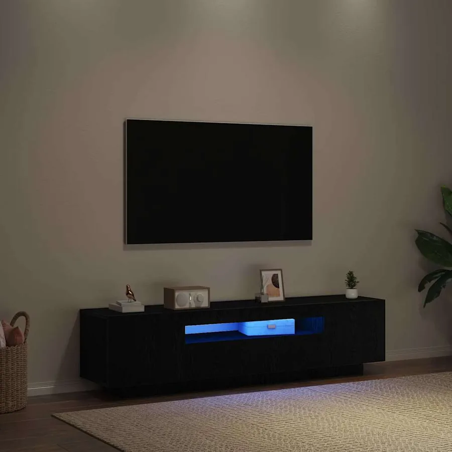 Meuble TV Noir 160 x 35 x 40 cm Bois d'ingénierie - 4