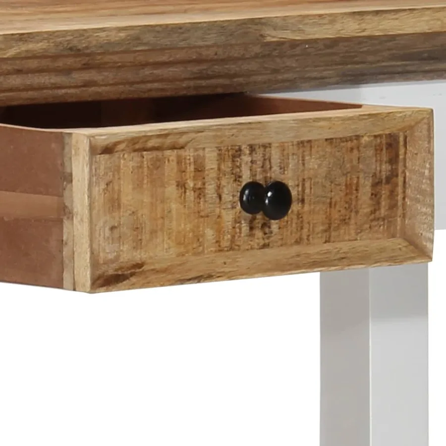 Table console Blanc et marron 110x35x75 cm Bois manguier massif - 5
