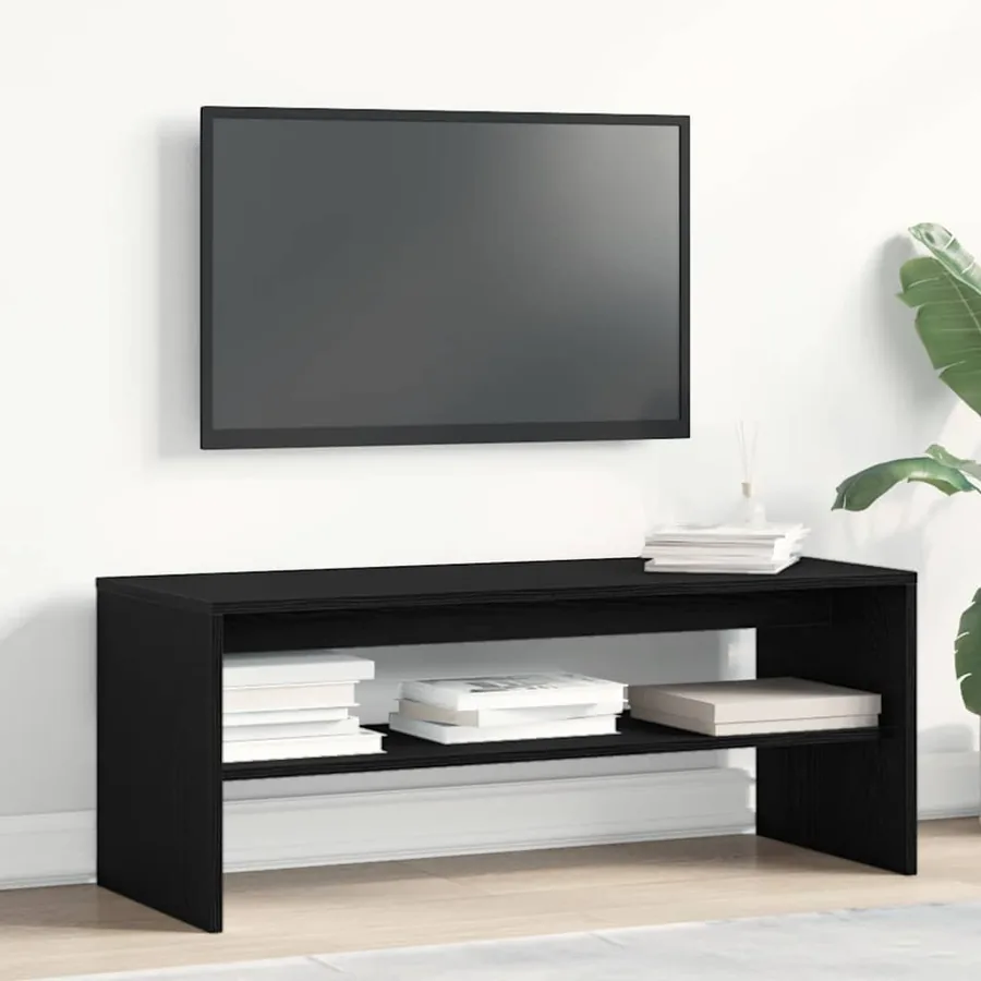 Meuble TV chêne noir 100x40x40 cm bois d'ingénierie