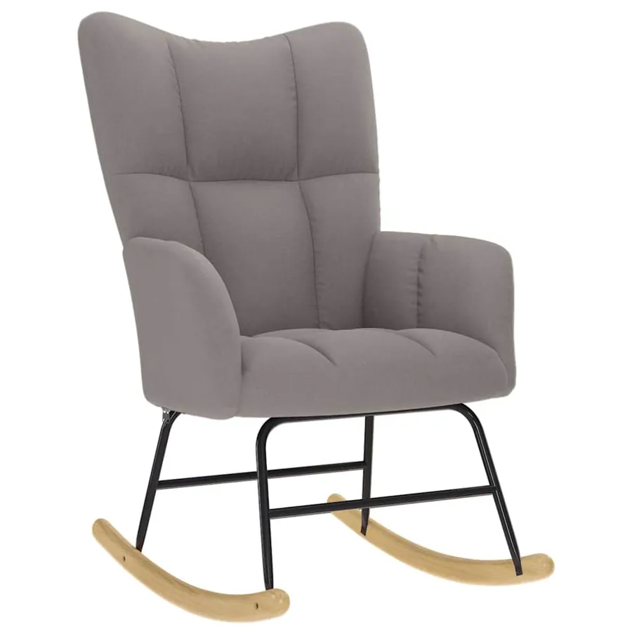Chaise à bascule avec repose-pied Taupe Tissu - 4