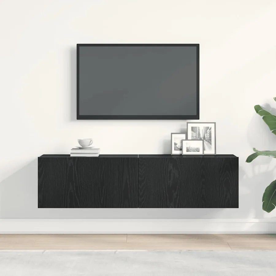Meuble TV chêne noir 120x30x30,5 cm bois d'ingénierie - 3