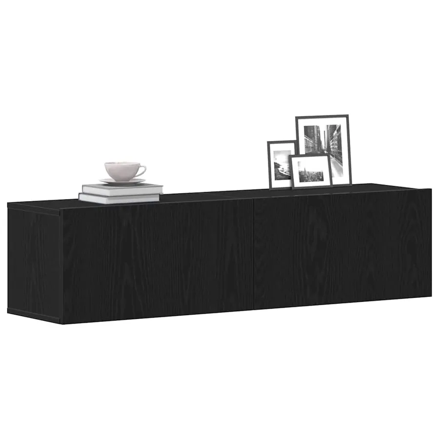 Meuble TV chêne noir 120x30x30,5 cm bois d'ingénierie - 4