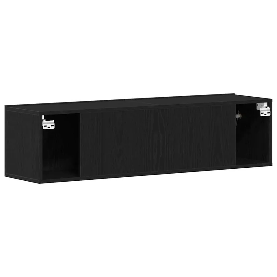 Meuble TV chêne noir 120x30x30,5 cm bois d'ingénierie - 8