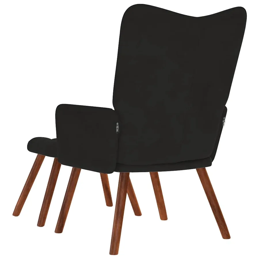 Fauteuil relax avec tabouret en velours noir - 7