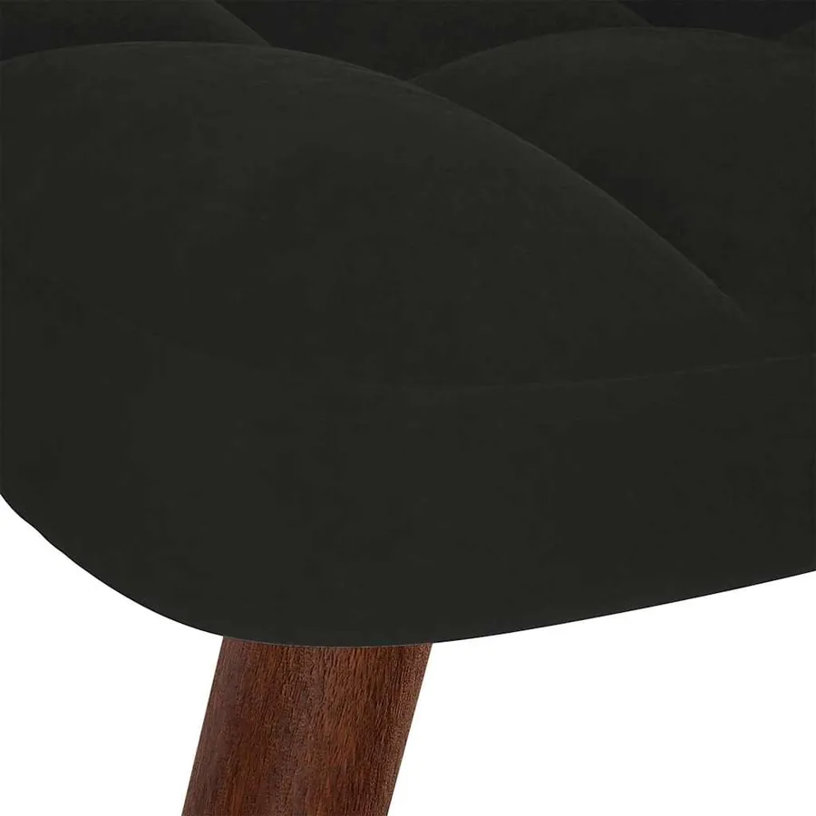 Fauteuil relax avec tabouret en velours noir - 9