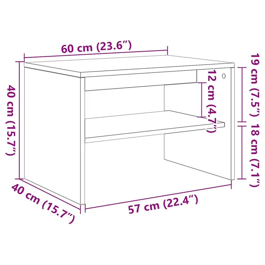 Meuble TV chêne fumé 60x40x40 cm bois d'ingénierie - 10