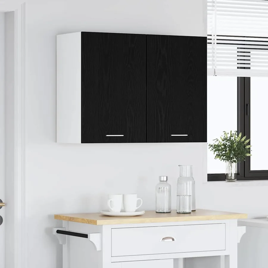 Armoire suspendue avec étagère Lyon Chêne noir 80 x 31 x 60 cm - 4