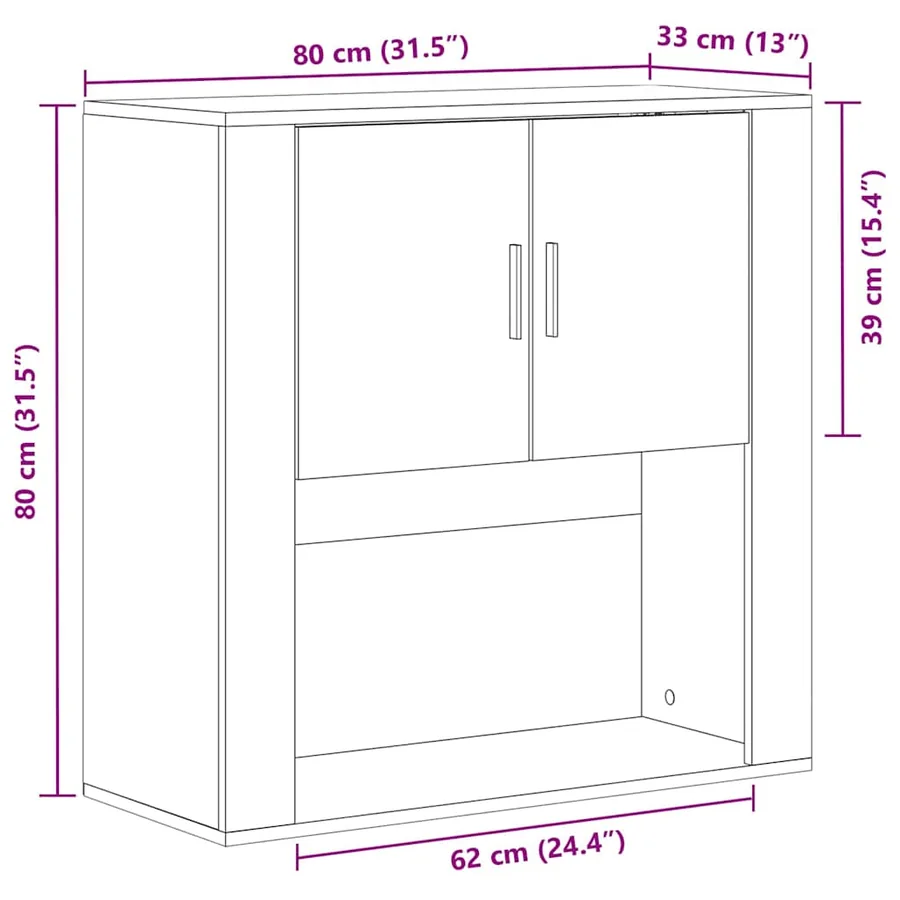 Meuble mural Chêne noir 80 x 33 x 80 cm Bois d'ingénierie - 12