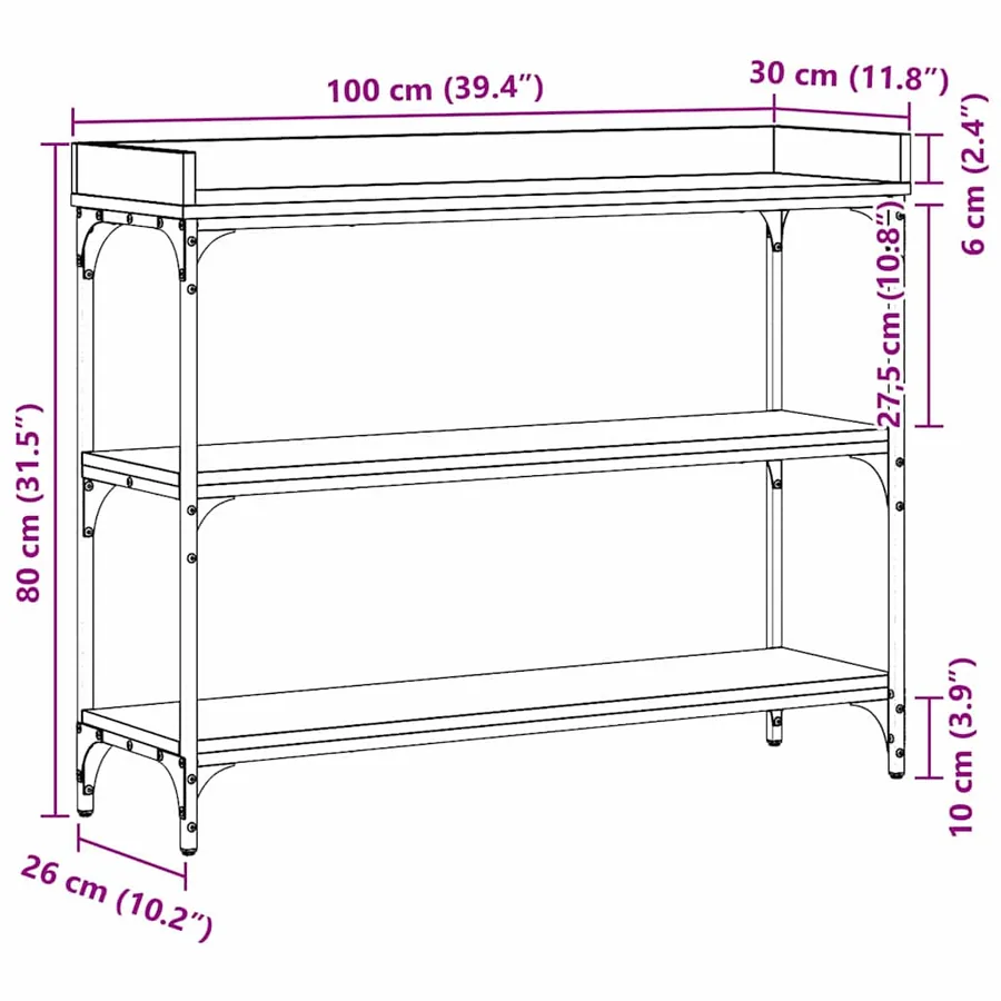 Table Console avec étagère Bois ancien 100 x 30 x 80 cm - 11