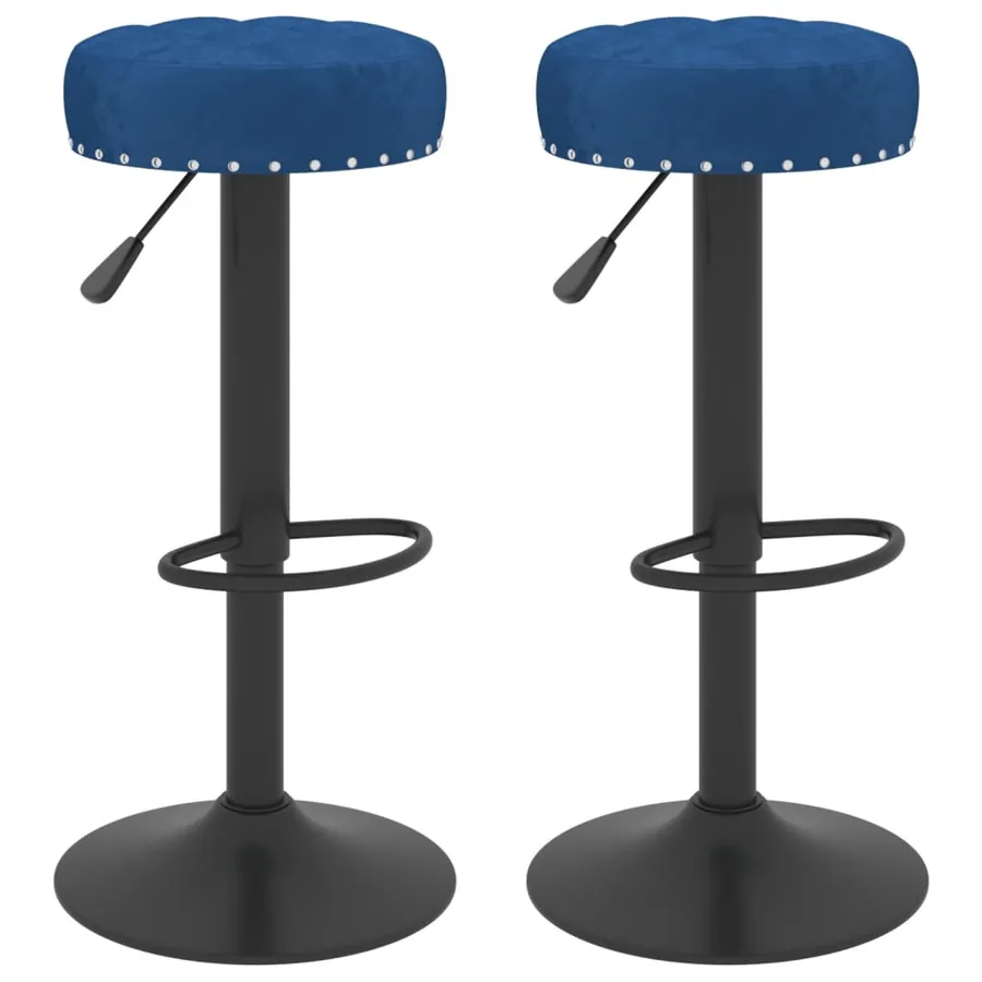 Tabourets de bar lot de 2 bleu velours - 2