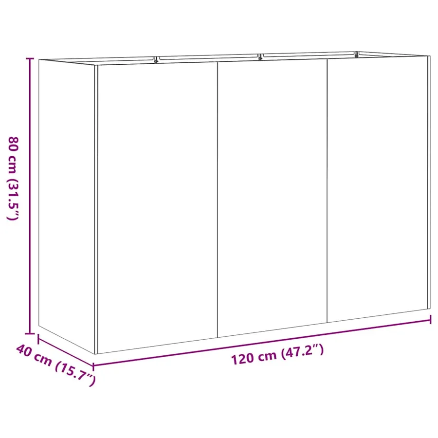Jardinière anthracite 120x40x80 cm acier laminé à froid - 9