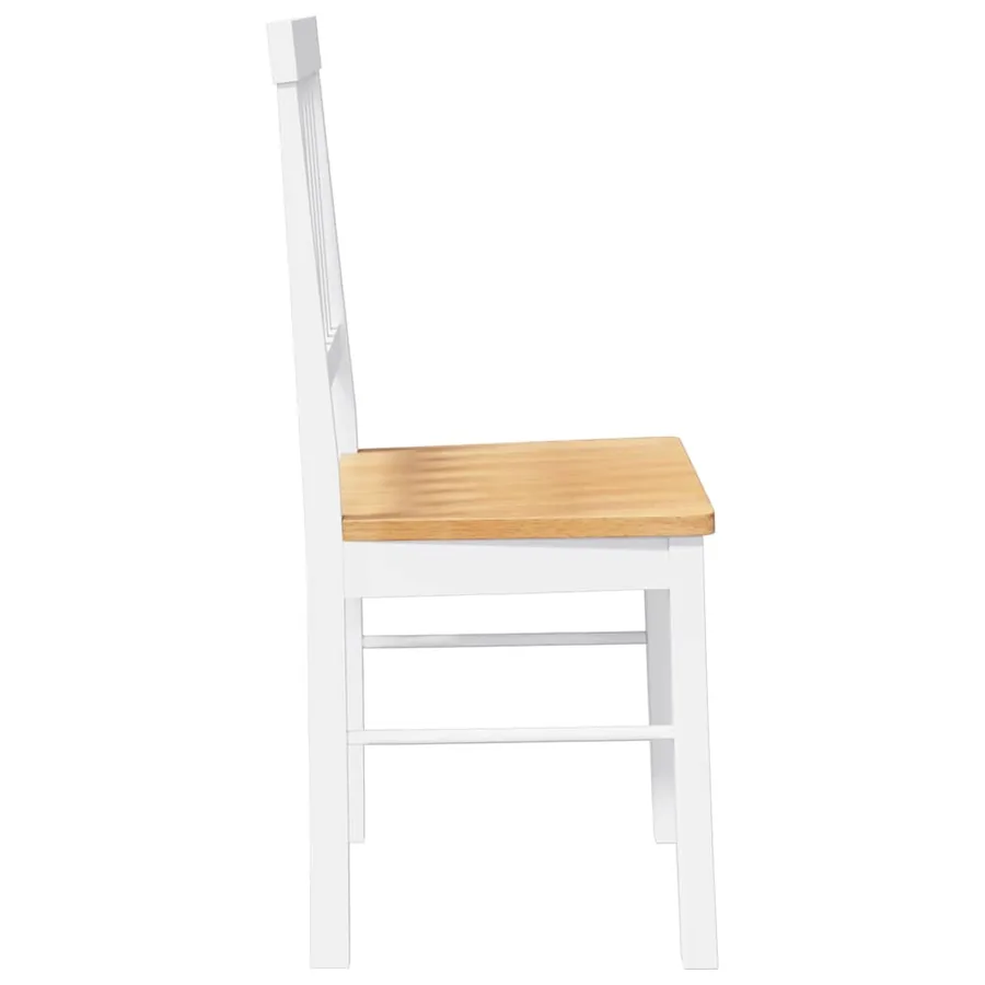 Chaises à manger 2 pcs blanc bois massif caoutchouc - 6
