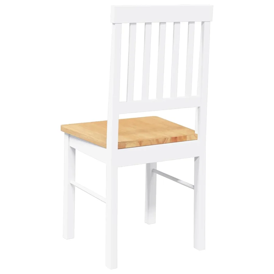 Chaises à manger 2 pcs blanc bois massif caoutchouc - 7