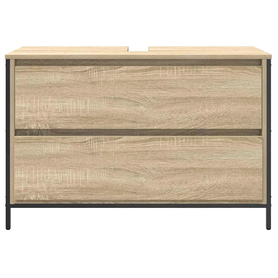 Meuble salle de bain lavabo tiroirs chêne sonoma 90x34,5x60 cm - 6