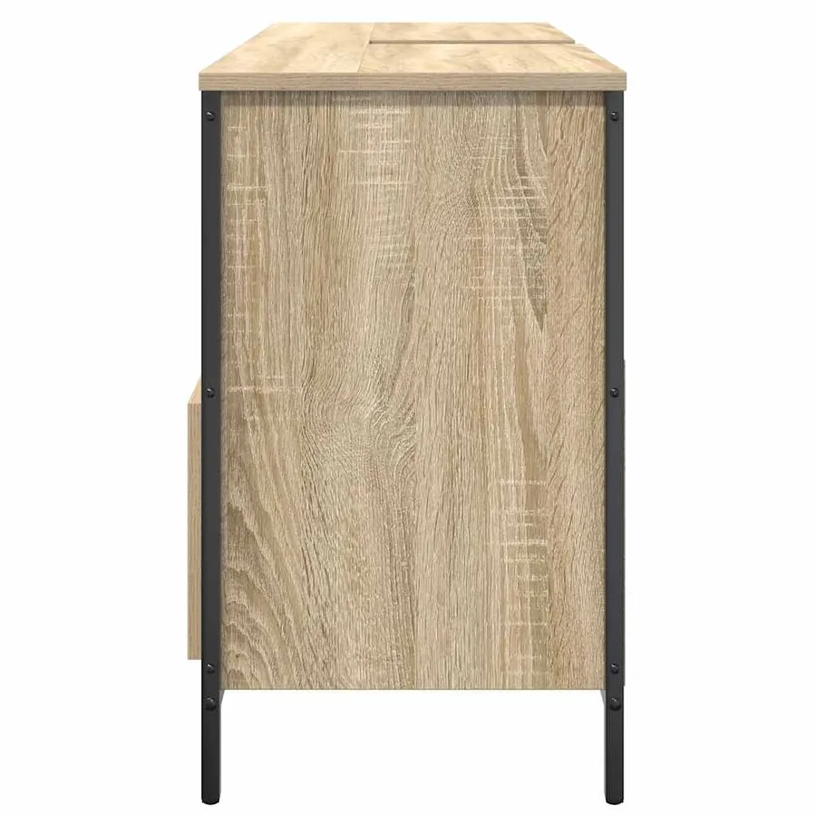 Meuble salle de bain lavabo tiroirs chêne sonoma 90x34,5x60 cm - 7