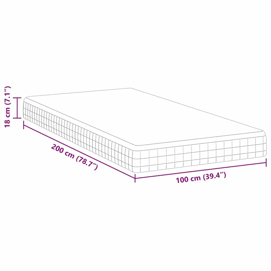 Matelas Blanc et Gris 100 x 200 cm Printemps Bonell - 11