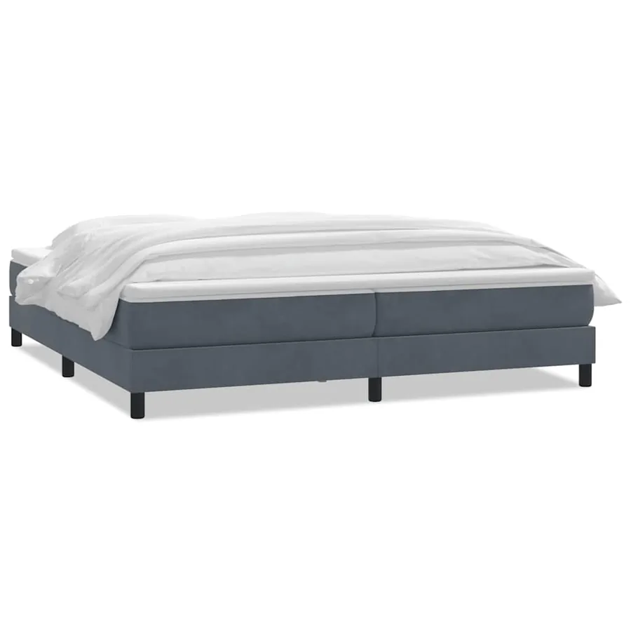 Sommier à lattes de lit et matelas gris foncé 180x220cm velours - 2