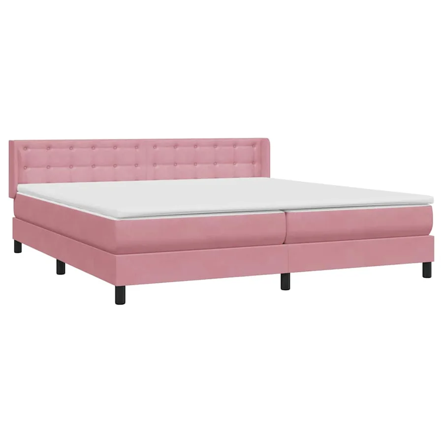Sommier à lattes de lit avec matelas rose 180x220 cm velours - 4