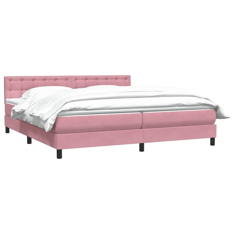 Sommier à lattes de lit avec matelas rose 180x220 cm velours - 3