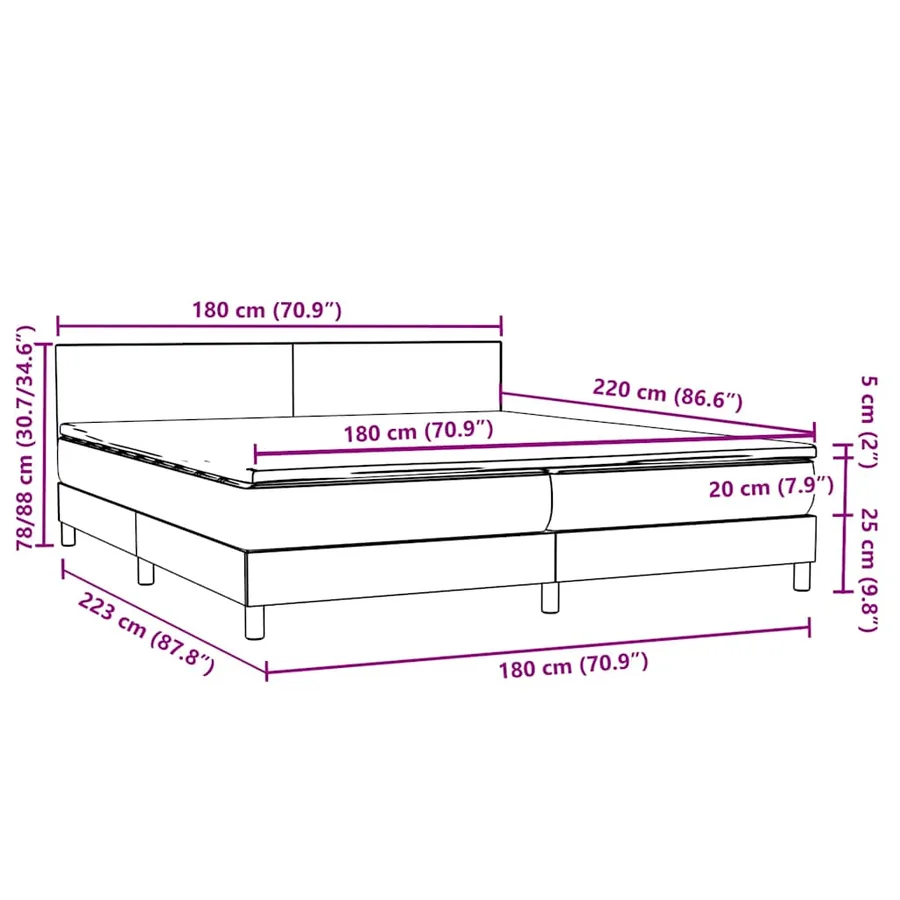 Sommier à lattes de lit et matelas gris foncé 180x220cm velours - 12