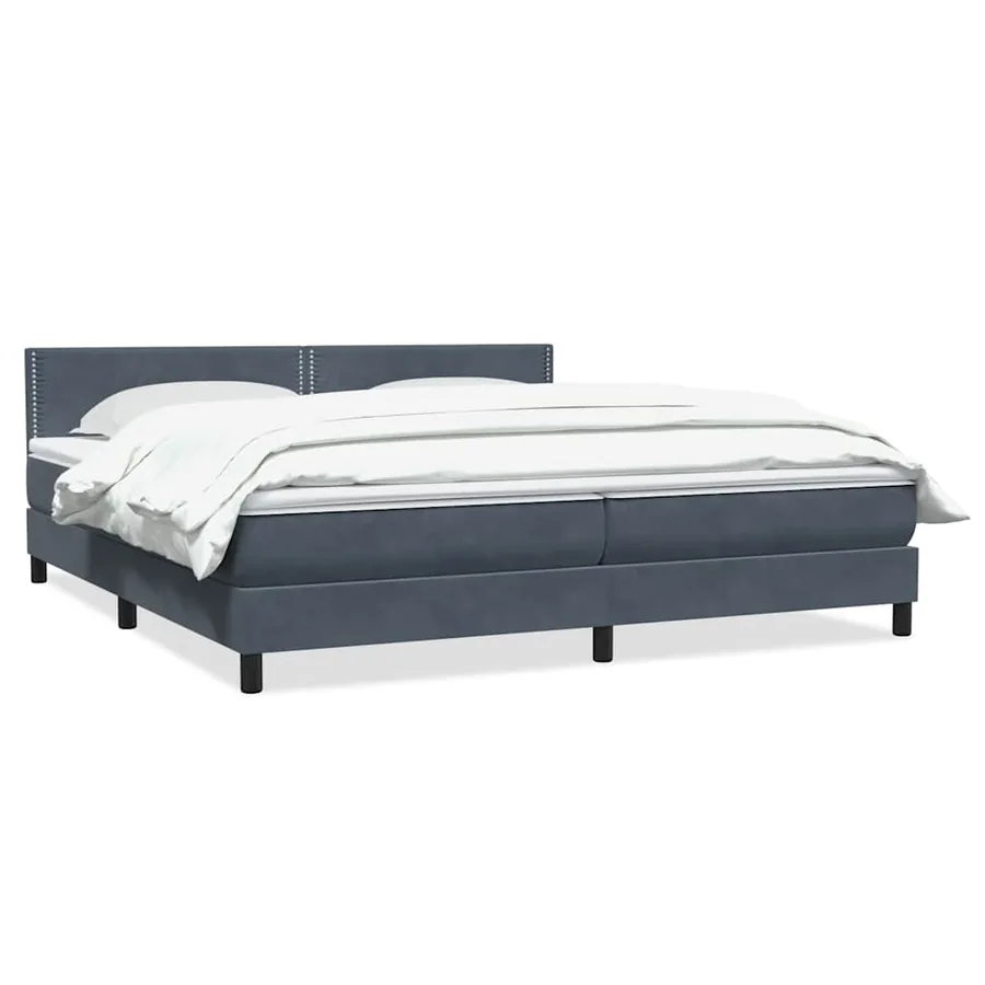 Sommier à lattes de lit et matelas gris foncé 180x220cm velours - 2