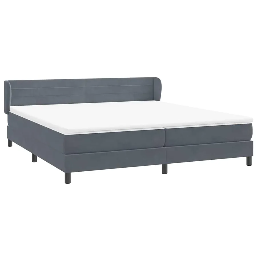 Sommier à lattes de lit et matelas gris foncé 180x220cm velours - 4