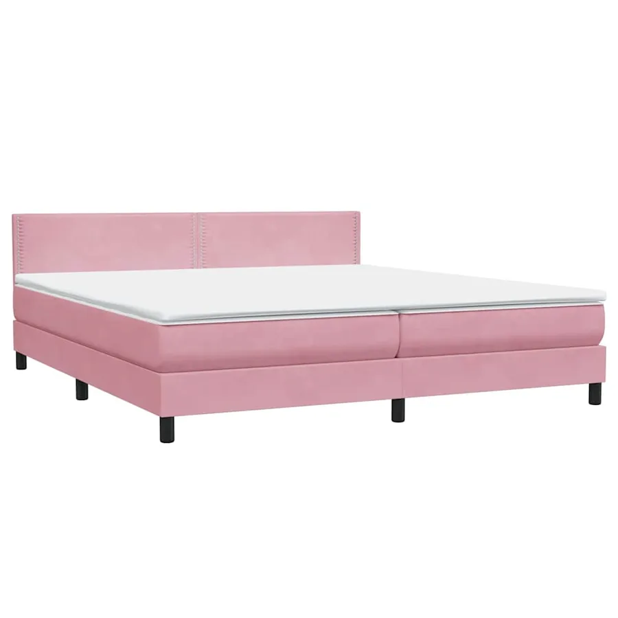 Sommier à lattes de lit avec matelas et LED rose 180x220 cm velours - 5