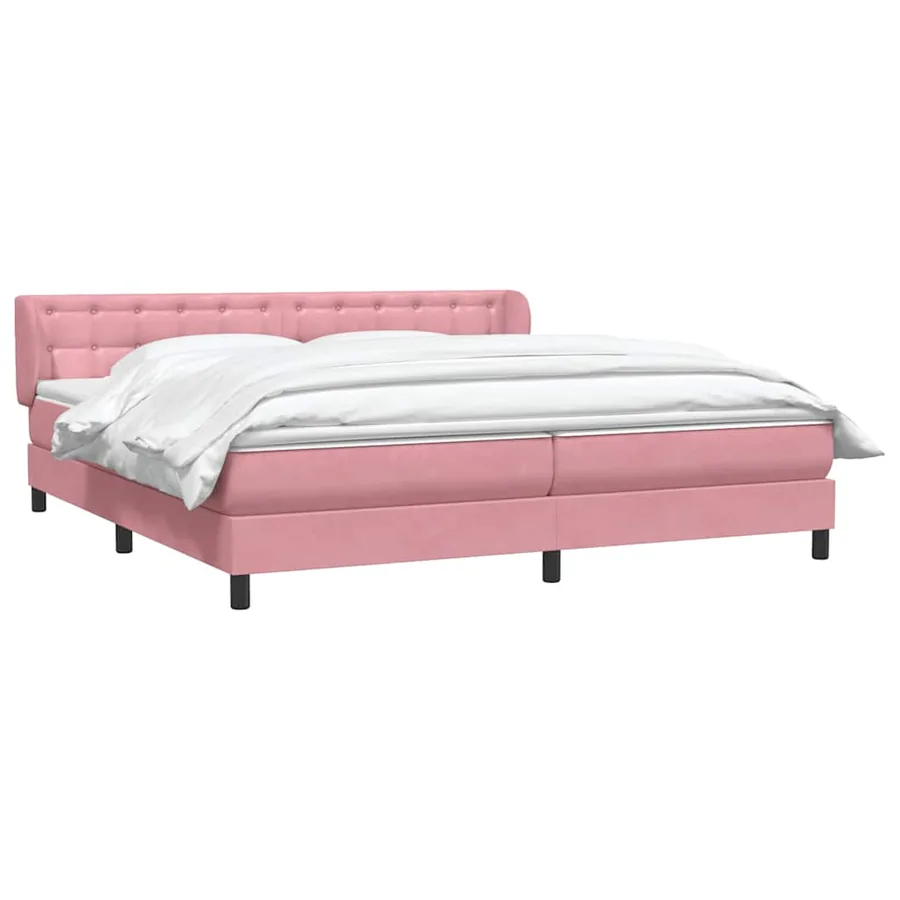 Sommier à lattes de lit avec matelas rose 180x220 cm velours - 3