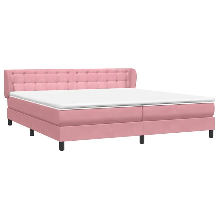 Sommier à lattes de lit avec matelas rose 180x220 cm velours - 4