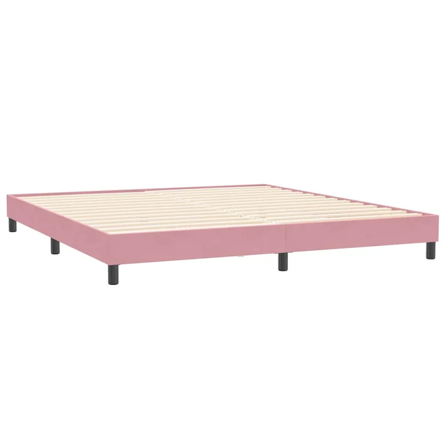 Sommier à lattes de lit avec matelas rose 180x220 cm velours - 5
