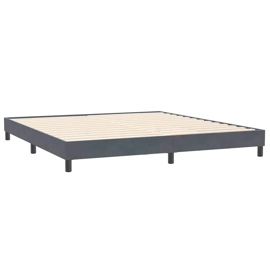 Sommier à lattes de lit et matelas gris foncé 200x220cm velours - 5
