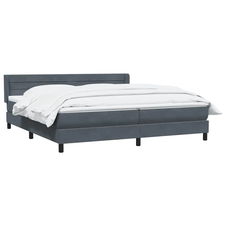 Sommier à lattes de lit et matelas gris foncé 200x220cm velours - 3