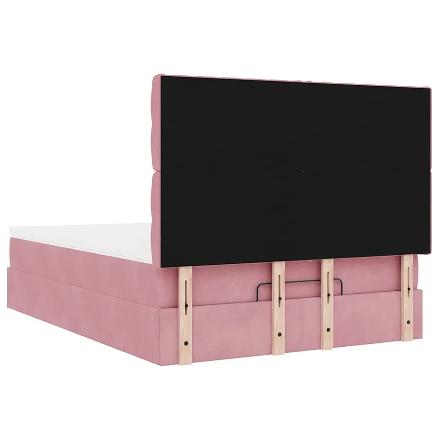 Cadre de lit ottoman avec matelas rose 140x200 cm velours - 10