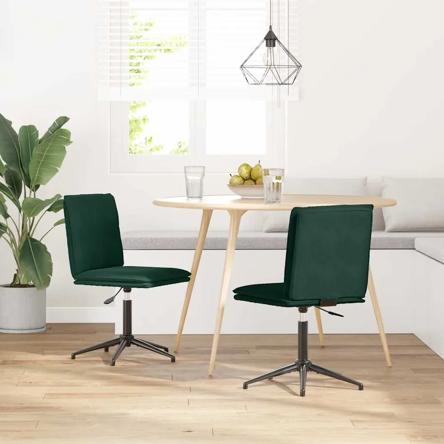 Chaises à manger lot de 2 Vert foncé Velours