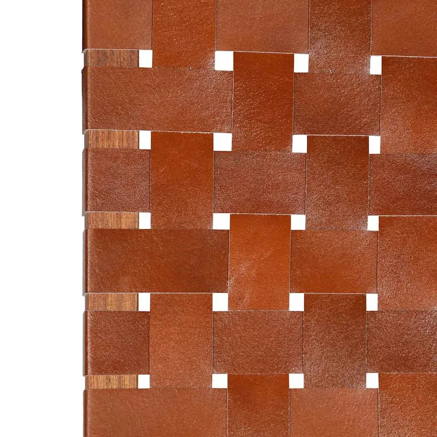 Chaise pliable bandes croisées marron cuir véritable - 6