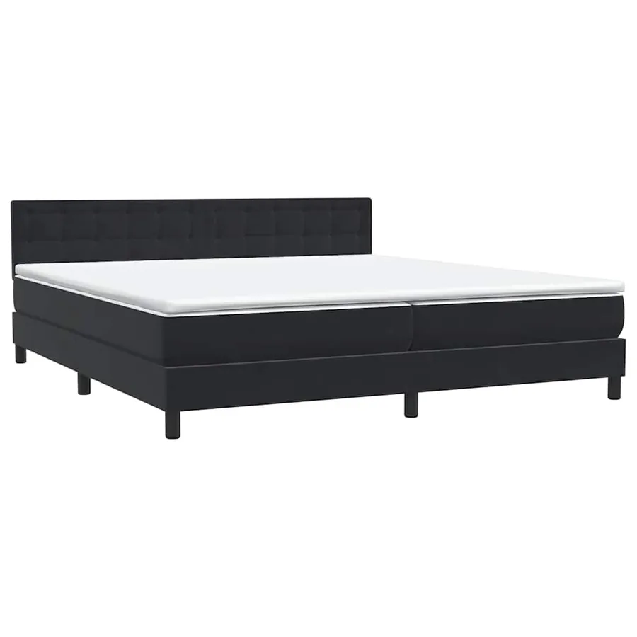 Sommier à lattes de lit avec matelas et LED noir 200x220 cm velours - 5