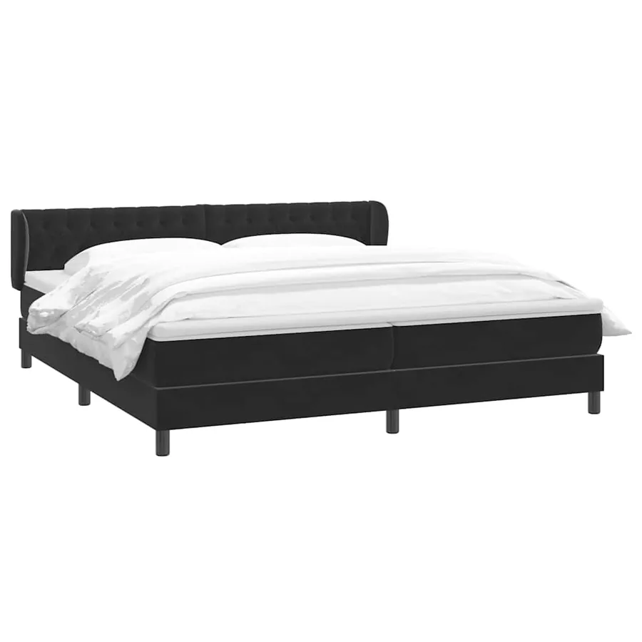 Sommier à lattes de lit avec matelas noir 200x220 cm velours - 3