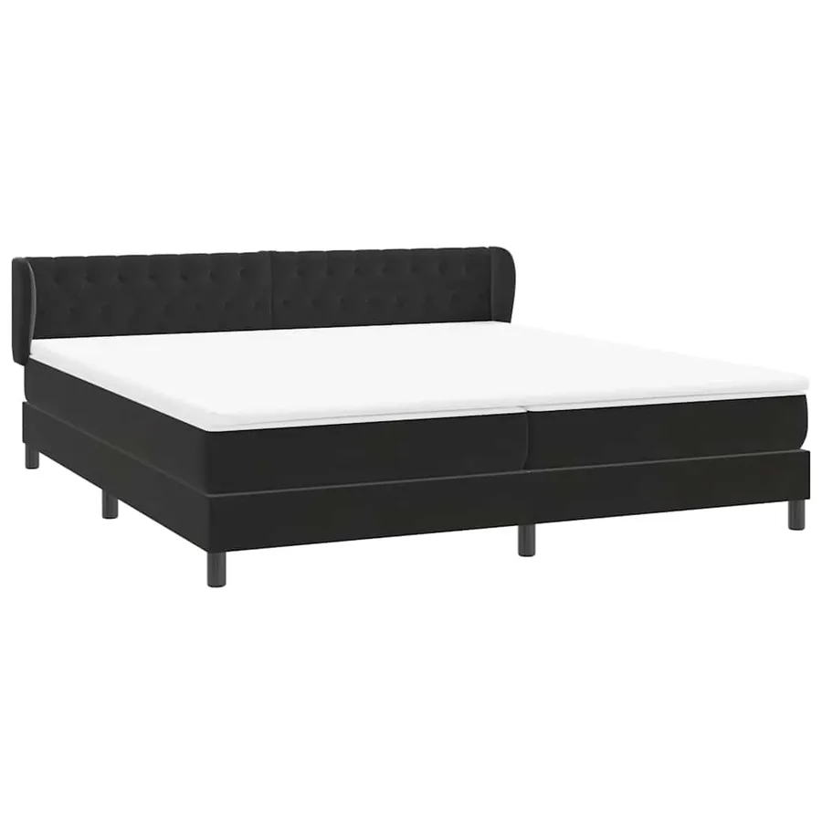 Sommier à lattes de lit avec matelas noir 200x220 cm velours - 4