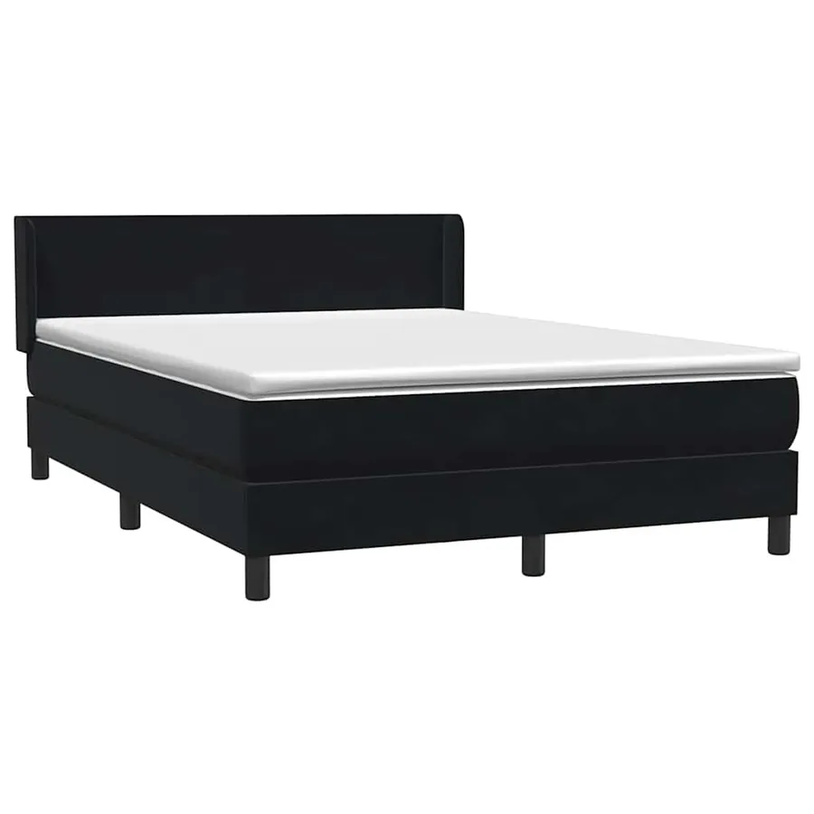 Sommier à lattes de lit avec matelas noir 160x220 cm velours - 4