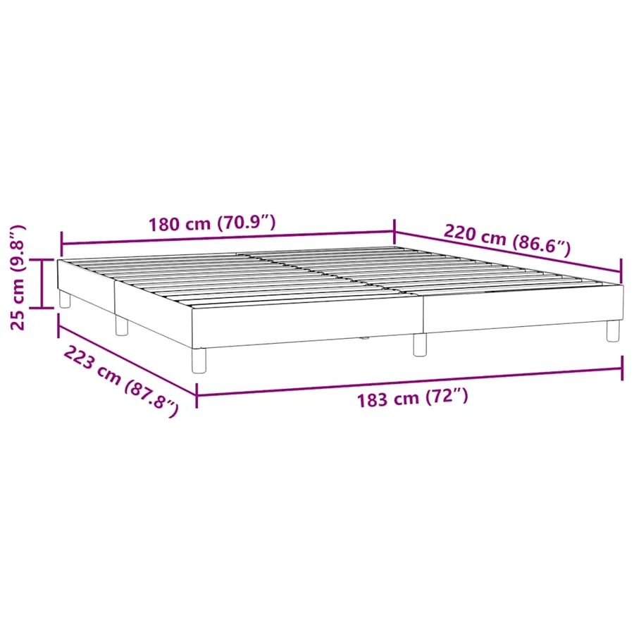 Sommier à lattes de lit sans matelas noir 180x220 cm velours - 10