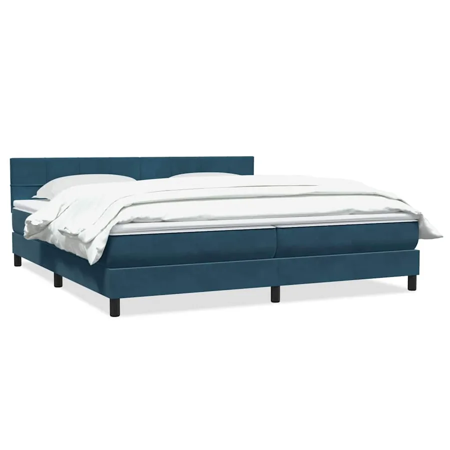 Sommier à lattes de lit et matelas bleu foncé 200x220cm velours - 2